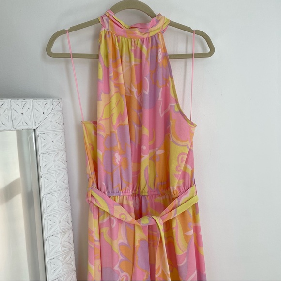 ASOS Retro Floral Halter Belted Mod Maxi Dress - Picture 5 of 16